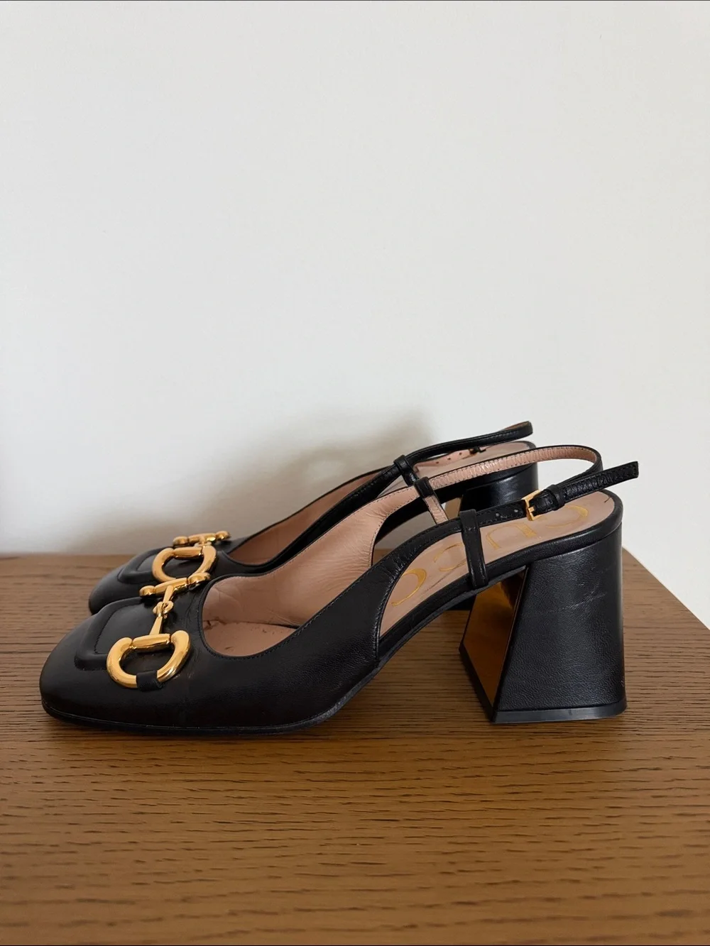 Gucci Horsebit Block Heel Slingback Pumps